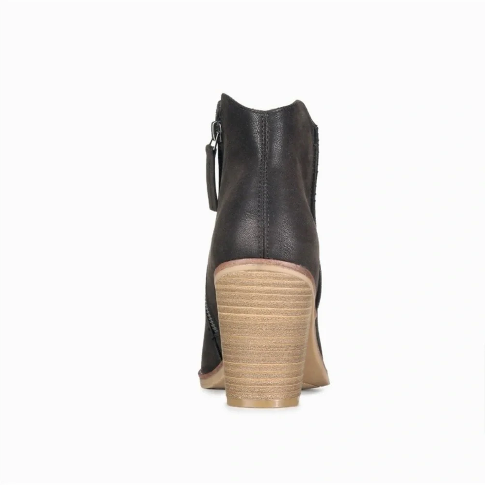 MIA Barby Bootie Black Brushed‎ Block Heel Ankle Boots Size 9